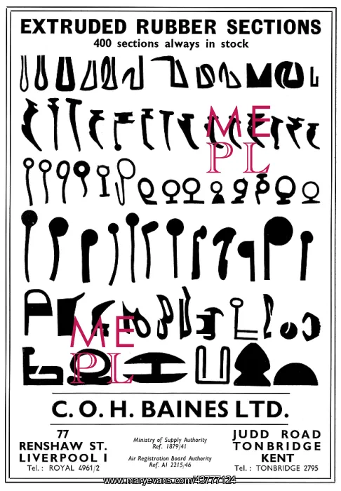 : C.O.H.Baines. - Rubber Sections For The Aircraft Industry : C.O.H.Baines. - Rubber Sections For The Aircraft Industry