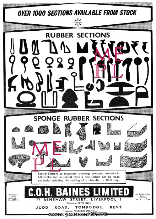 : C.O.H.Baines.Ribber & Sponge Rubber Sections : C.O.H.Baines.Ribber & Sponge Rubber Sections