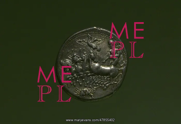 : Coin with depiction of a quadriga driven by a charioteer : Coin with depiction of a quadriga driven by a charioteer