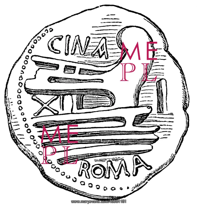 : Coins, Roman empire, image of a ram bow : Coins, Roman empire, image of a ram bow