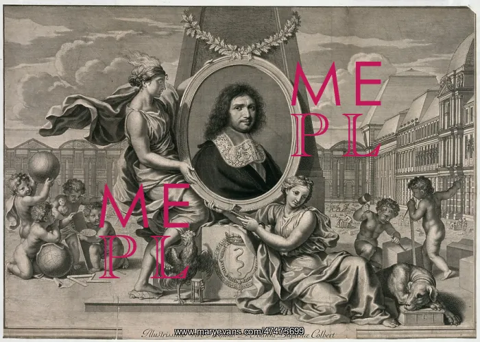 : Colbert. Jean Baptiste Colbert, head-and-shoulders portrait in medallion : Colbert. Jean Baptiste Colbert, head-and-shoulders portrait in medallion