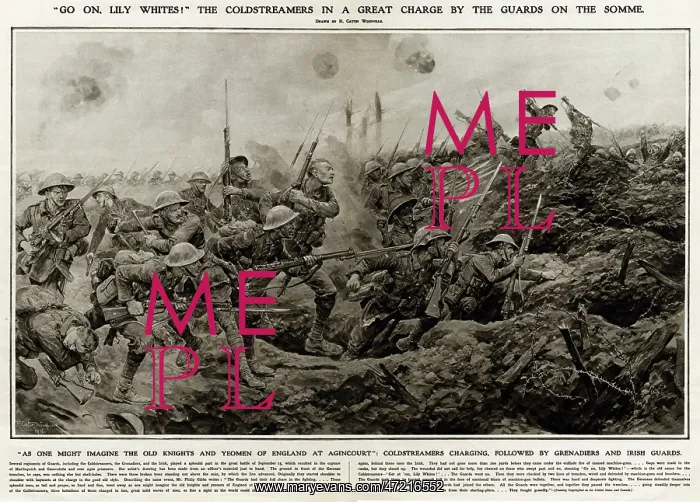 : Coldstreamers in a Great charge by the guards on the Somme : Coldstreamers in a Great charge by the guards on the Somme
