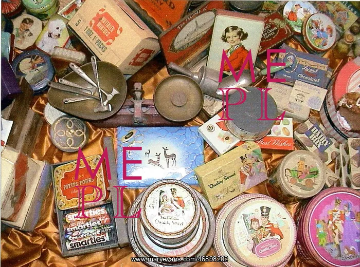 : Collection of 1950s confectionery boxes, tins and packaging : Collection of 1950s confectionery boxes, tins and packaging
