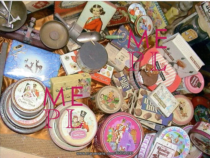 : Collection of 1950s confectionery boxes, tins and packaging : Collection of 1950s confectionery boxes, tins and packaging