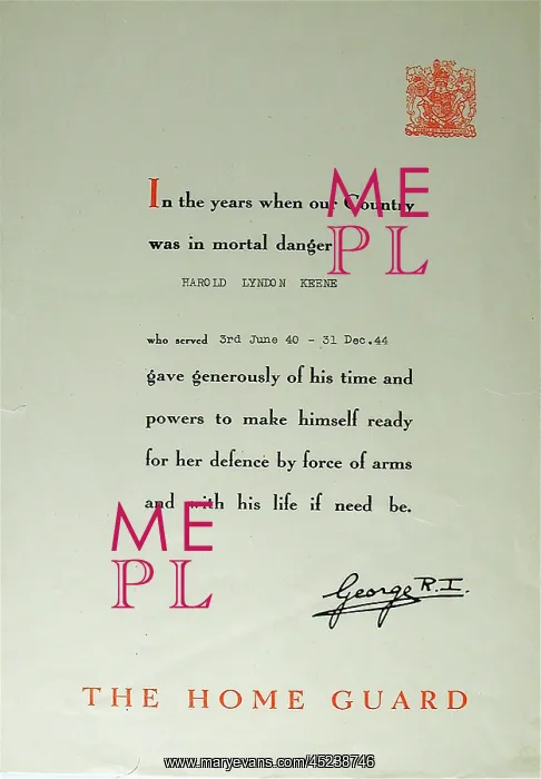 : Collection of 2nd Lieutenant Harold Lyndon Keene : Collection of 2nd Lieutenant Harold Lyndon Keene