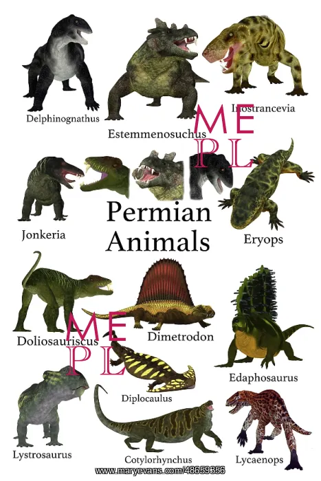 : A collection of animals, prehistoric animals that : A collection of animals, prehistoric animals that
