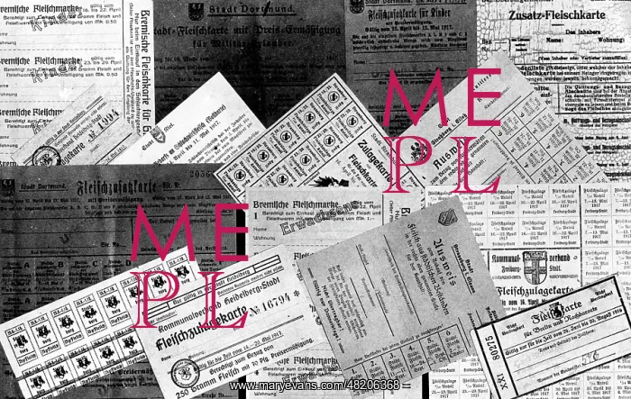 : Collection of German food ration cards from the First World : Collection of German food ration cards from the First World