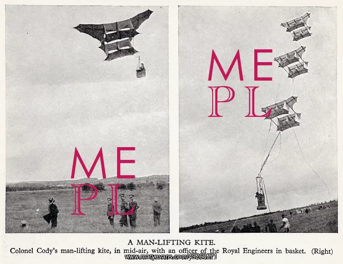: Colonel Cody's man lifting box kites : Colonel Cody's man lifting box kites