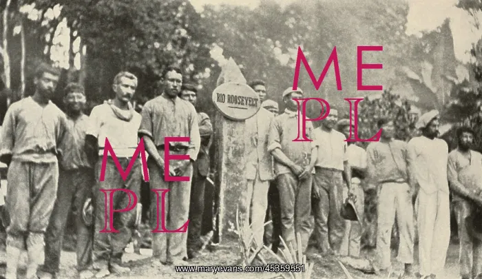 : Colonel Rondon, third from left, and expedition : Colonel Rondon, third from left, and expedition