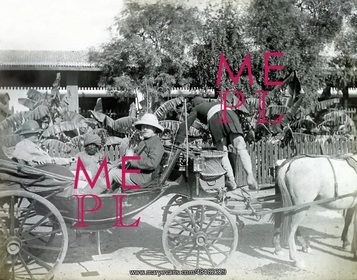  : Colonial British men in carriage, India