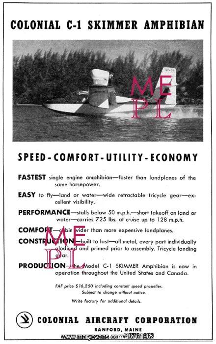 : Colonial C-1 Skimmer Amphibian : Colonial C-1 Skimmer Amphibian