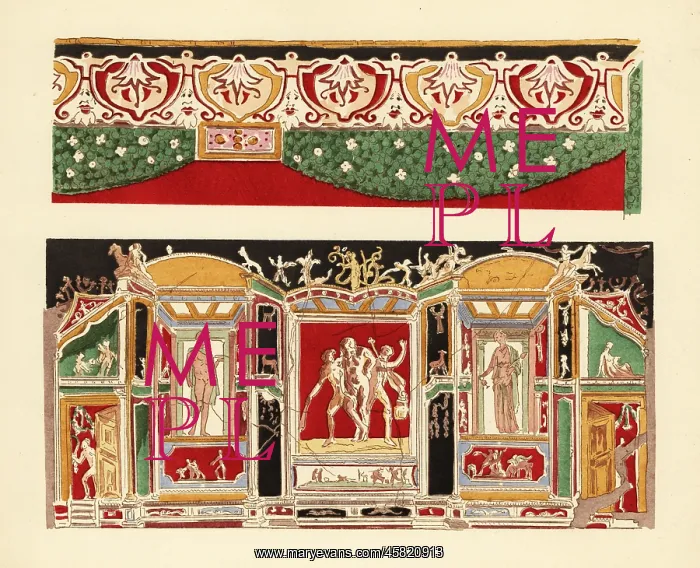 : Colored stucco from Pompeii in the Museum of Naples : Colored stucco from Pompeii in the Museum of Naples