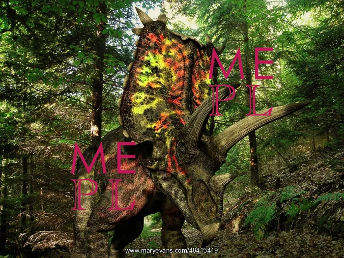 : A colorful Pentaceratops wanders a Cretaceous forest : A colorful Pentaceratops wanders a Cretaceous forest
