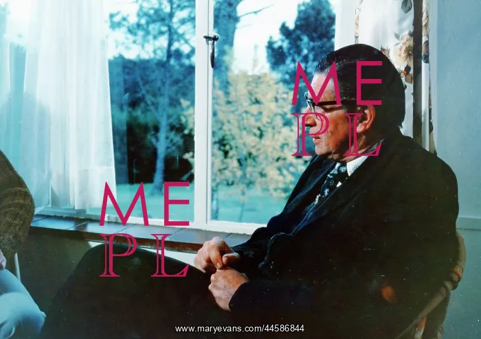 : Colour photo of Beyers Naude being interviewed; : Colour photo of Beyers Naude being interviewed;