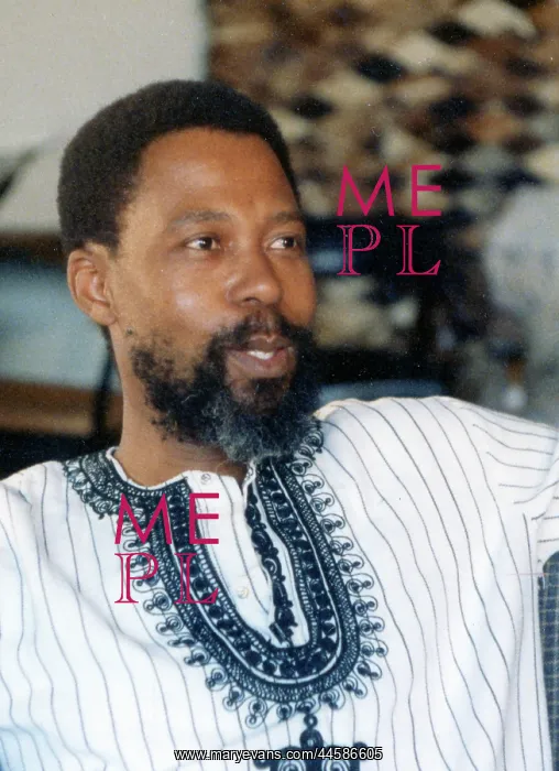 : Colour photo of Mbulelo Mzamane being interviewed; : Colour photo of Mbulelo Mzamane being interviewed;