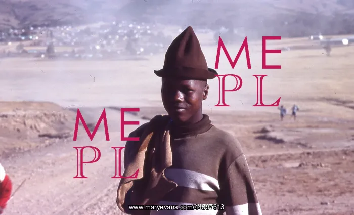 : Colour photo of young man wearing a pointed hat : Colour photo of young man wearing a pointed hat