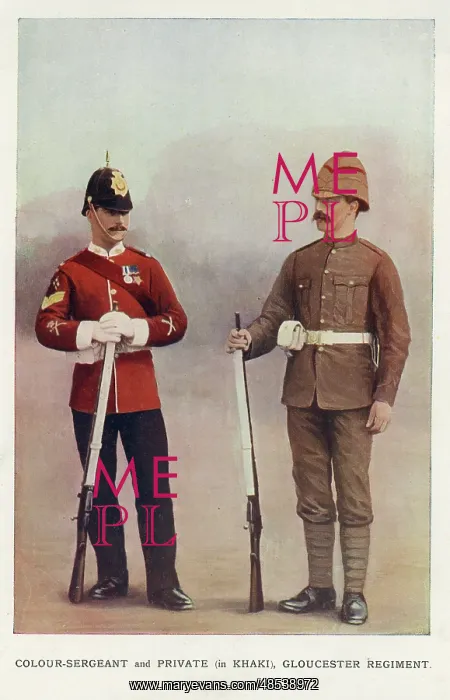  : Colour-Sergeant and Private in khaki, Gloucester Regiment
