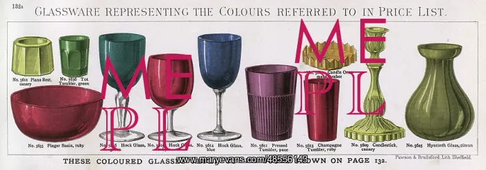 : Colour slip of glassware with Plate 132 : Colour slip of glassware with Plate 132