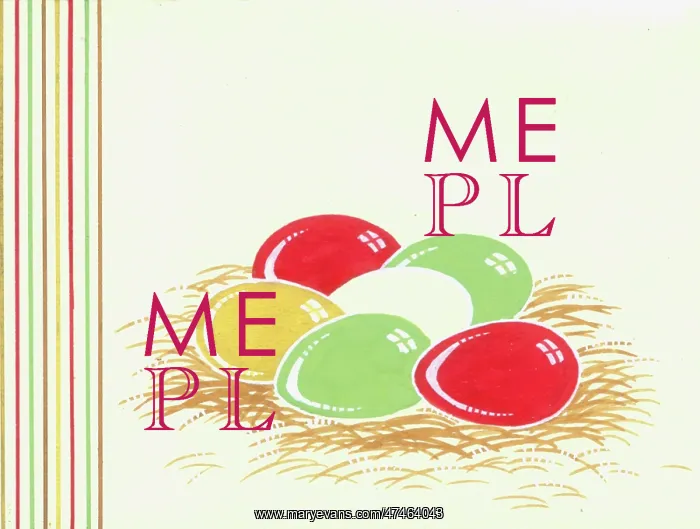  : Coloured eggs on straw