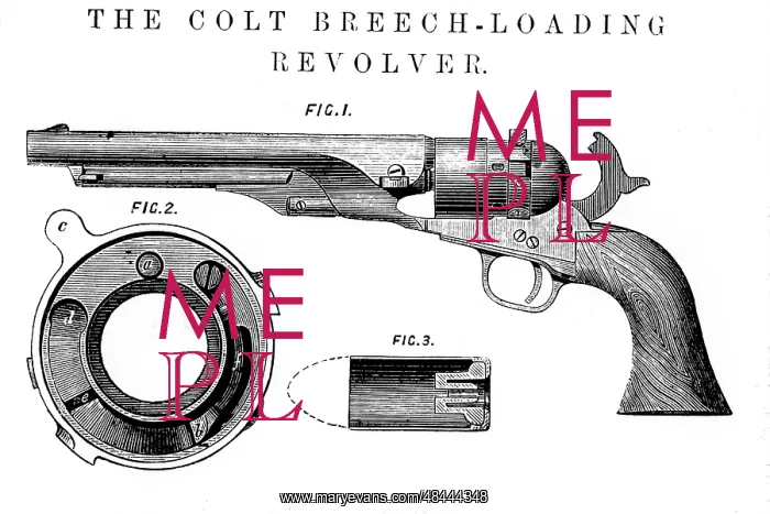 : Colt revolver. Fig. 2 shows the breech disc, Fig : Colt revolver. Fig. 2 shows the breech disc, Fig