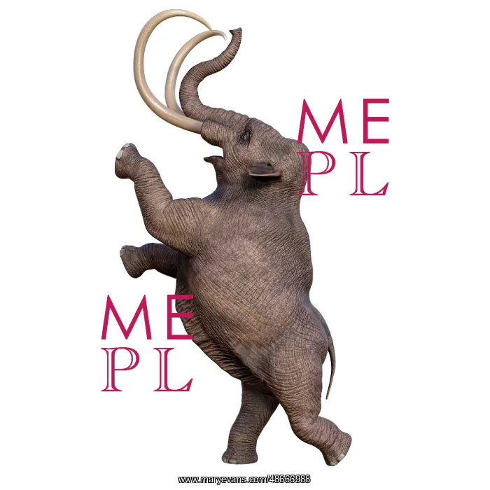 : Columbian mammoth rearing up, side view on white background : Columbian mammoth rearing up, side view on white background