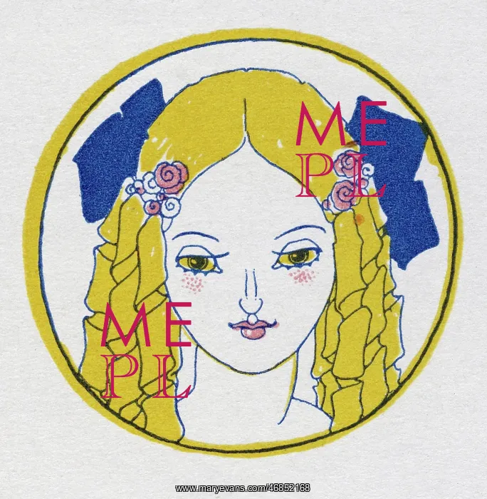  : Columbine. Harlequin illustration, circular portrait of Columbine