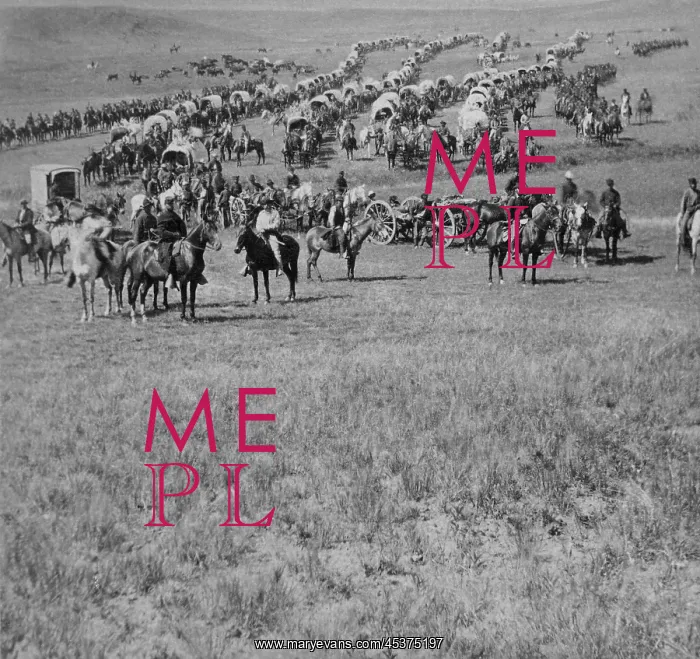 : A column of cavalry, artillery, and wagons : A column of cavalry, artillery, and wagons