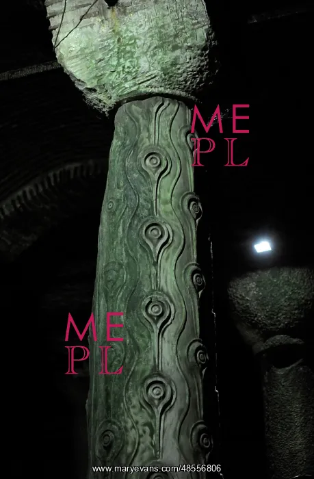 : Column of Tears. Basilica Cistern. 6th century. Istanbul. Tu : Column of Tears. Basilica Cistern. 6th century. Istanbul. Tu