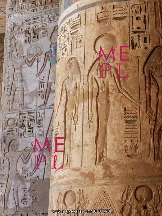 : Column, Temple of Ramesses III, Medinet Habu, Thebes, Egypt : Column, Temple of Ramesses III, Medinet Habu, Thebes, Egypt