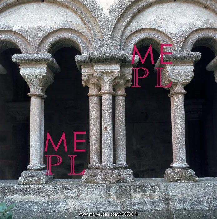 : Columns. Colums in the estern part of the cloister of the Cistercian monastary. Photograph : Columns. Colums in the estern part of the cloister of the Cistercian monastary. Photograph
