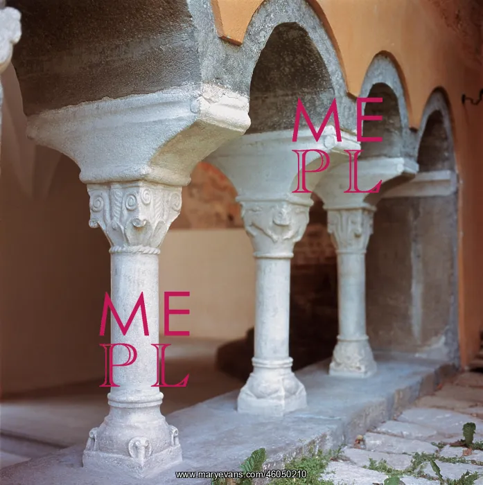 : Columns in a Romanesque cloister : Columns in a Romanesque cloister