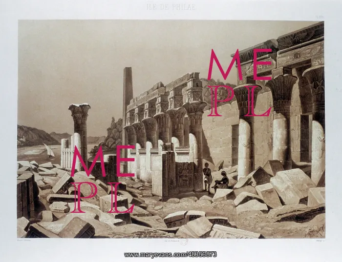 : Columns at the Temple of Venus Hathor, Philae, Egypt 1841 : Columns at the Temple of Venus Hathor, Philae, Egypt 1841