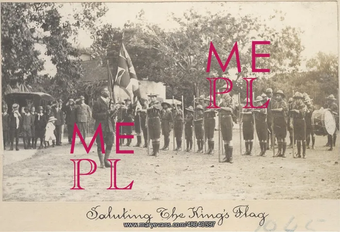 : Combermere Scout Troop (1st Barbados) with flag : Combermere Scout Troop (1st Barbados) with flag