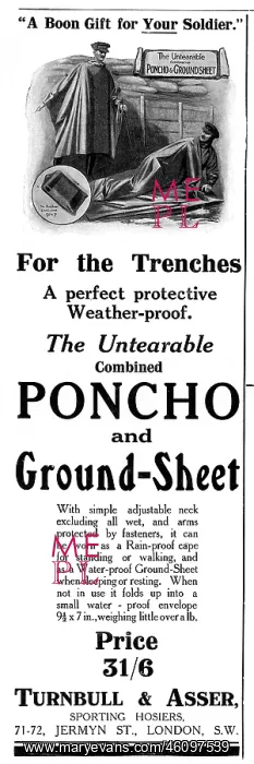 : Combined poncho and ground-sheet, WW1 : Combined poncho and ground-sheet, WW1