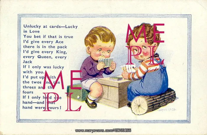: Comc postcard, Little boys playing cards : Comc postcard, Little boys playing cards