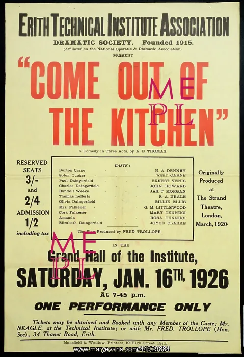  : Come out of the kitchen A comedy in three acts