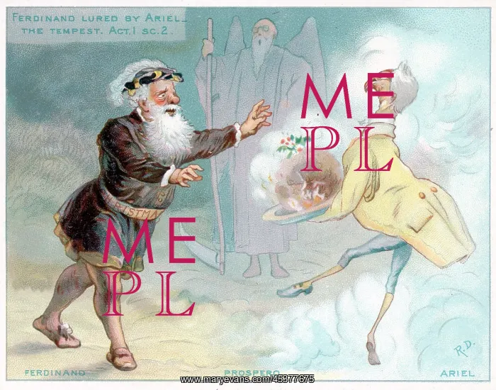 : Comic Christmas card, scene from The Tempest : Comic Christmas card, scene from The Tempest