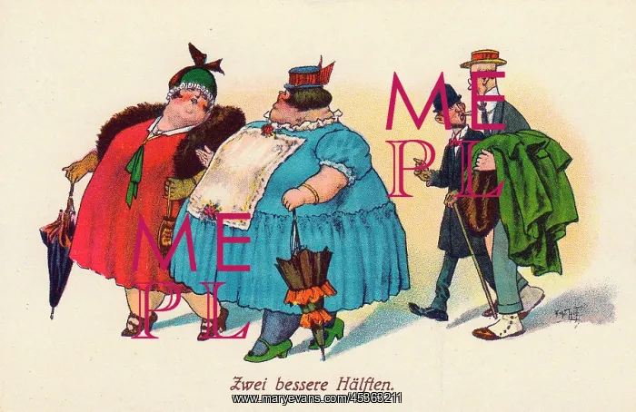 : Comic German postcard -- Two Better Halves : Comic German postcard -- Two Better Halves
