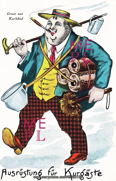 : Comic German postcard -- greetings from Karlsbad : Comic German postcard -- greetings from Karlsbad