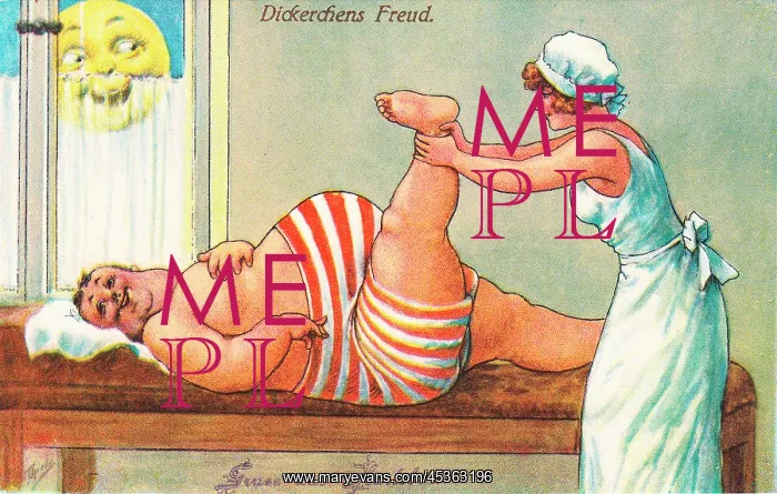 : Comic German postcard -- health spa physiotherapy : Comic German postcard -- health spa physiotherapy