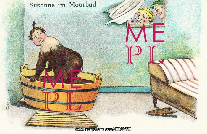  : Comic German postcard -- mud bath at a health spa