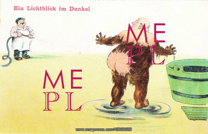 : Comic German postcard -- mud bath at a health spa : Comic German postcard -- mud bath at a health spa