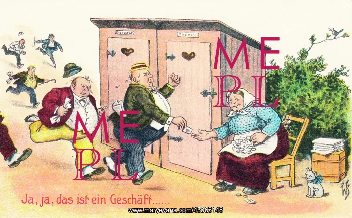 : Comic German postcard -- paying for access : Comic German postcard -- paying for access