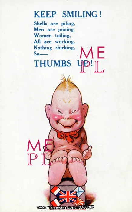  : Comic Patriotic WW1 postcard - Thumbs up!