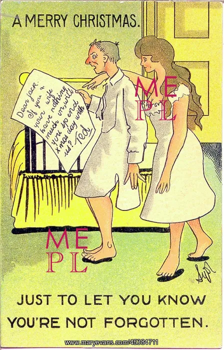 : Comic postcard, ambiguous Christmas invitation : Comic postcard, ambiguous Christmas invitation