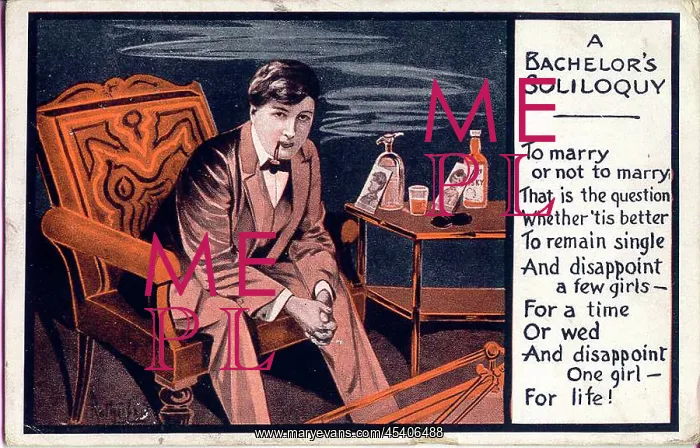: Comic postcard, A bachelor's soliloquy : Comic postcard, A bachelor's soliloquy