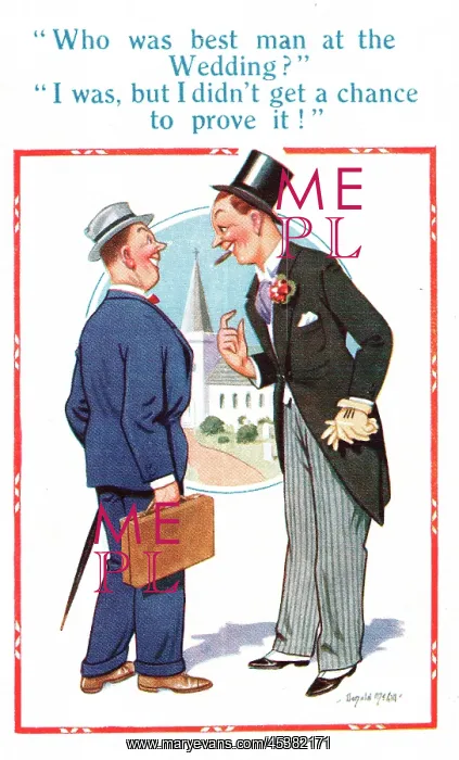 : Comic postcard, best man at the wedding : Comic postcard, best man at the wedding
