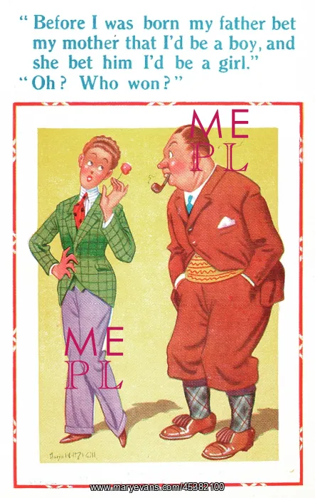 : Comic postcard, boy or girl? : Comic postcard, boy or girl?