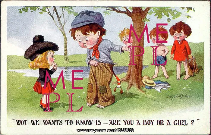 : Comic postcard, Are you a boy or a girl? : Comic postcard, Are you a boy or a girl?