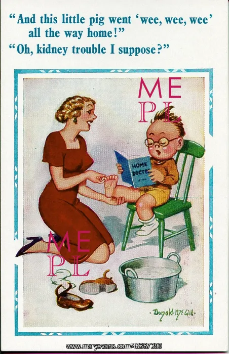 : Comic postcard, Boy reading Home Doctor book : Comic postcard, Boy reading Home Doctor book